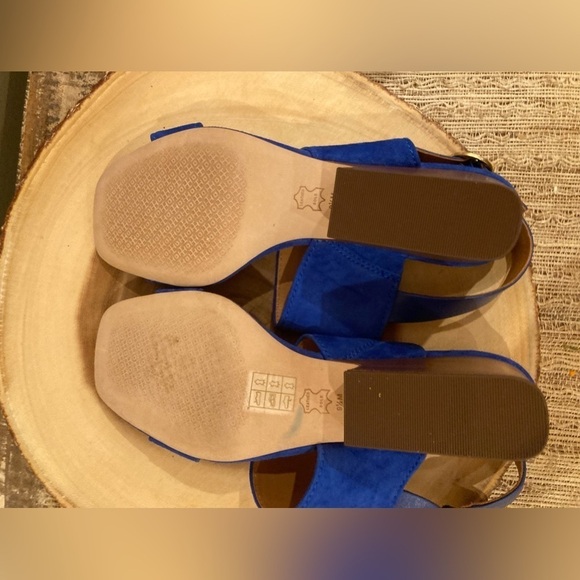 Tory Burch Selby 75mm Block Heel Sandal Silk Suede Size 9.5 Royal Blue 278$ - Picture 14 of 15